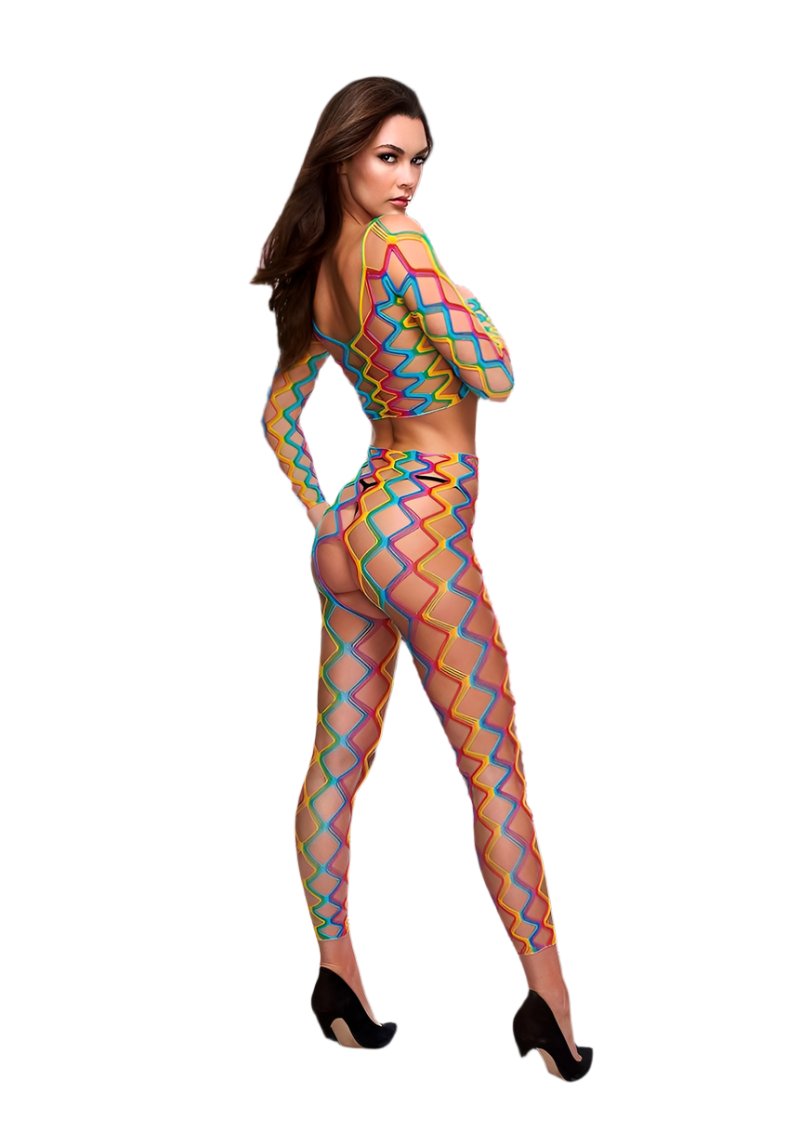 Lapdance Lingerie - LC-88 - 2 PC RAINBOW CROP TOP & PANTS SET - Stag Shop