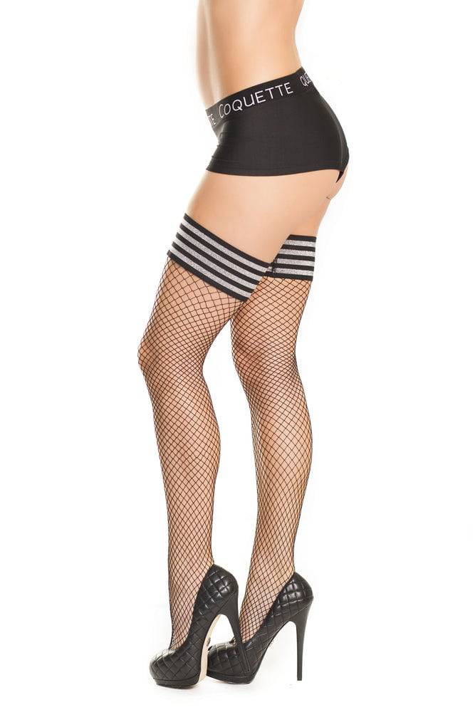 Coquette - 1907X - Plus Size Fishnet Stockings - Black - OSXL - Stag Shop