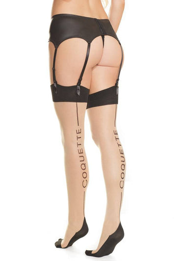 Coquette - 1908X - Coquette Stockings - Black/Nude - OSXL - Stag Shop