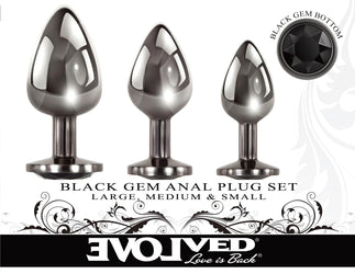 Evolved - Black Gem Anal Plug Set - 3 PC - Stag Shop