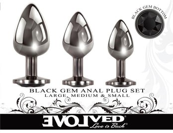 Evolved - Black Gem Anal Plug Set - 3 PC - Stag Shop