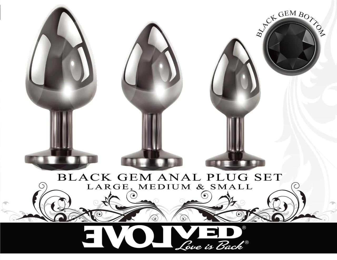 Evolved - Black Gem Anal Plug Set - 3 PC - Stag Shop