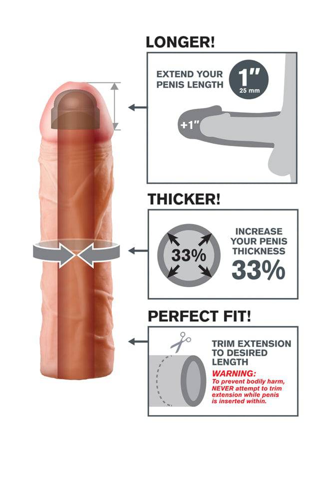 Pipedream - Fantasy X-tensions - Perfect 1 Inch Penis Extension - Beige - Stag Shop