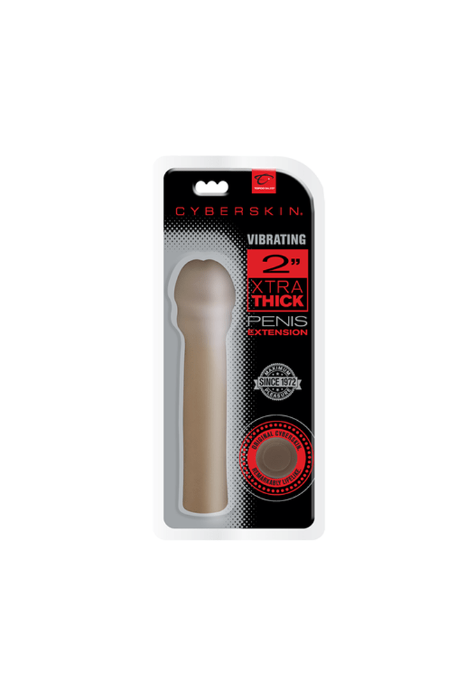 Topco - Cyberskin - 2 Inch Xtra Thick Vibrating Penis Extension - Dark - Stag Shop