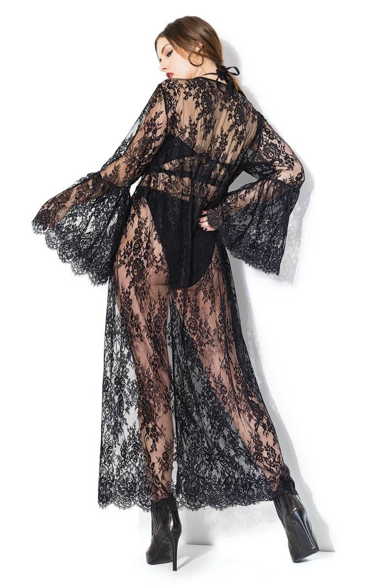 Coquette - 20208 - Lace Robe - Black - OS - Stag Shop