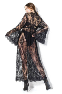 Thumbnail for Coquette - 20208 - Lace Robe - Black - OS - Stag Shop