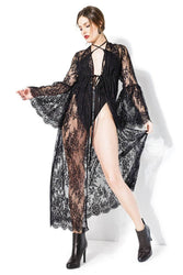 Coquette - 20208 - Lace Robe - Black - OS - Stag Shop