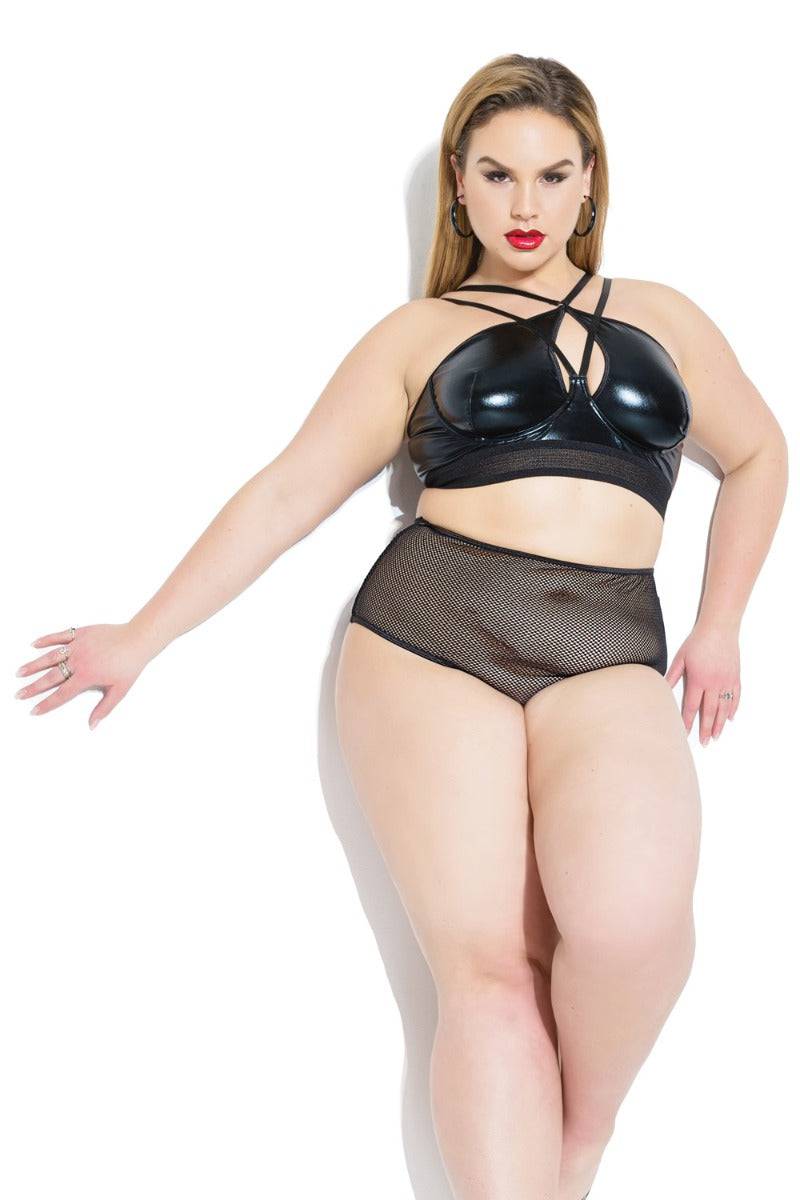Coquette - 20212 - Wet Look Bra - Black - Stag Shop