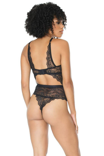 Coquette - 20301 - Lace & Satin Teddy - Green/Black - Stag Shop