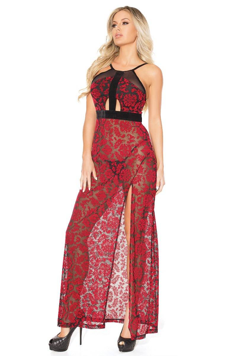 Coquette - 20305 - Halter Gown - Red/Black - OS - Stag Shop