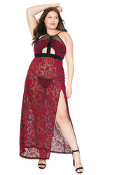 Coquette - 20305 Plus - Halter Gown - Red/Black - OSXL - Stag Shop