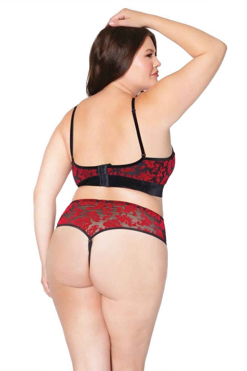 Coquette - 20306 Plus - Halter Teddy - Red/Black - OSXL - Stag Shop
