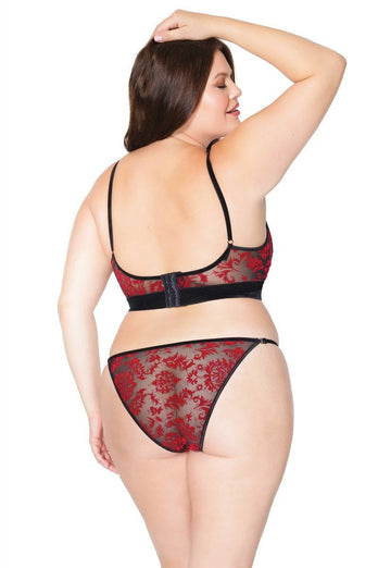Coquette - 20307 Plus - Bra & Panty Set - Red/Black - OSXL - Stag Shop