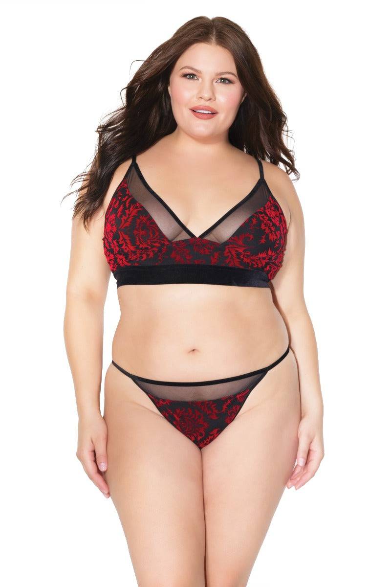 Coquette - 20307 Plus - Bra & Panty Set - Red/Black - OSXL - Stag Shop