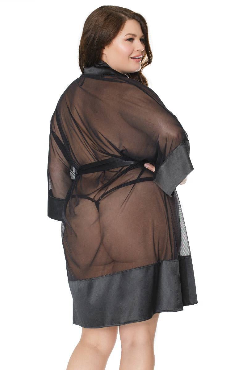 Coquette - 20310 - Sheer Kimono - Black - OS - Stag Shop