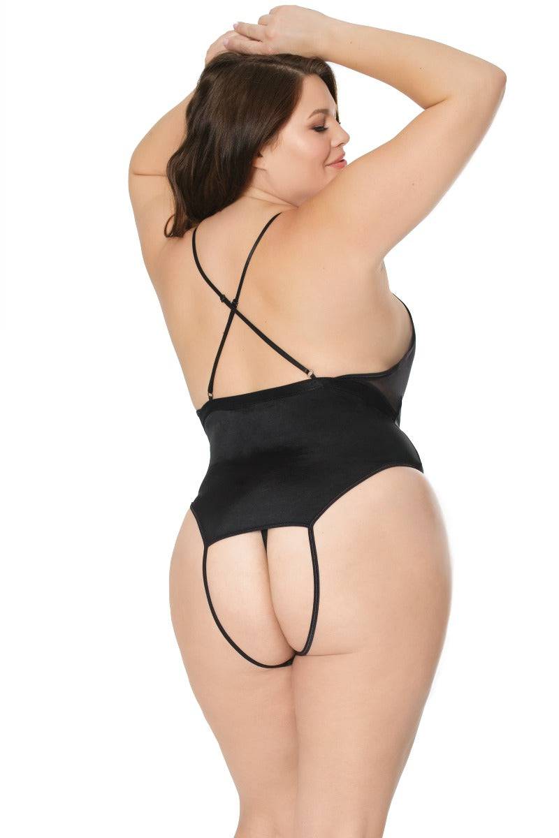 Coquette - 20311X - Plus Size Crotchless Teddy - Black - OS/XL - Stag Shop