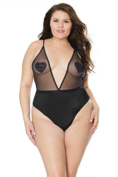 Coquette - 20311X - Plus Size Crotchless Teddy - Black - OS/XL - Stag Shop