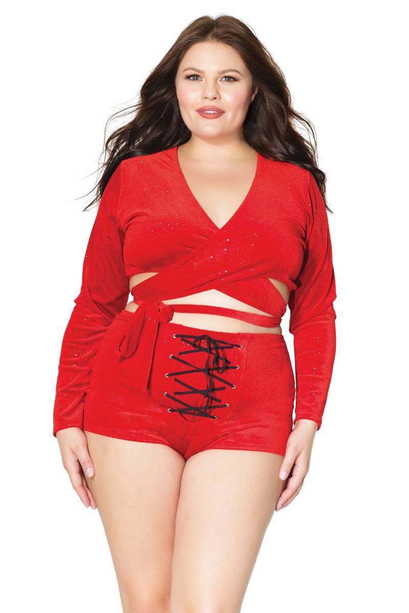 Coquette - 20316 Plus - Crop Top - Red/White - OSXL - Stag Shop