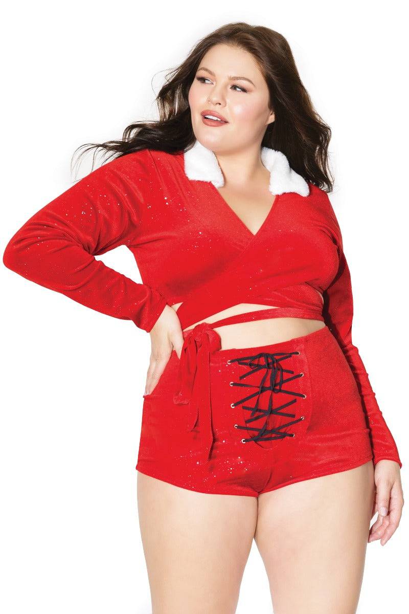 Coquette - 20316 Plus - Crop Top - Red/White - OSXL - Stag Shop