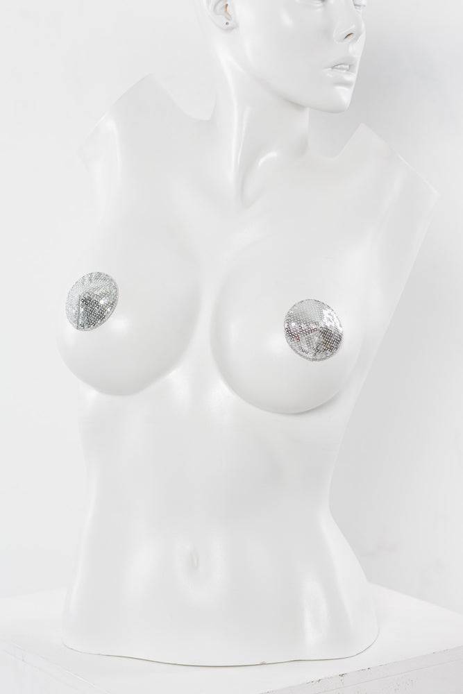 Coquette - 20327 - Sequin Pasties - Silver - Stag Shop