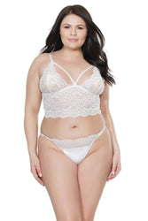 Coquette - 20403 Plus - Bralette & Panty Set - White - OSXL - Stag Shop