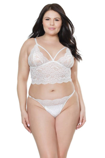 Coquette - 20403 Plus - Bralette & Panty Set - White - OSXL - Stag Shop