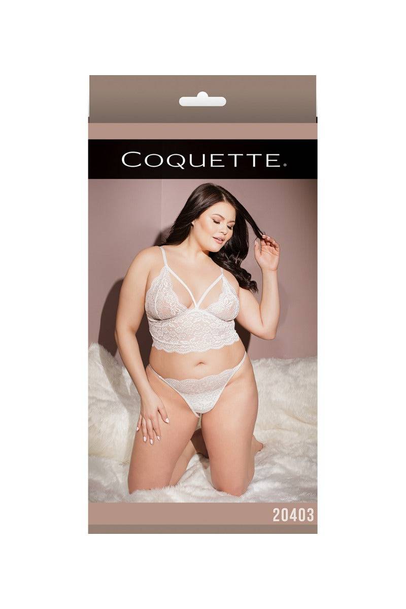 Coquette - 20403 Plus - Bralette & Panty Set - White - OSXL - Stag Shop