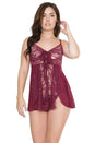 Coquette - 20408 - Babydoll & G-String Set - Merlot - OS - Stag Shop