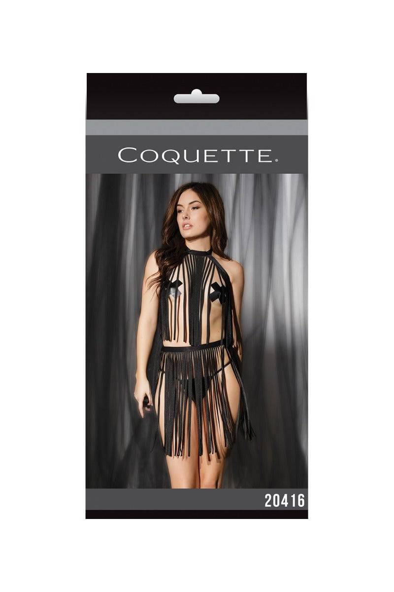 Coquette - 20416 - Fringe Harness Top and Skirt Set - Black - OS - Stag Shop