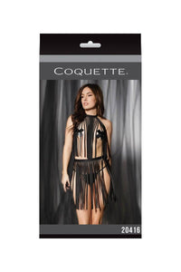 Thumbnail for Coquette - 20416 - Fringe Harness Top and Skirt Set - Black - OS - Stag Shop