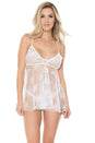 Coquette - 21101 - Babydoll & G-String Set - White - OS - Stag Shop