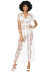 Coquette - 21103 - Long Robe - White - OS - Stag Shop