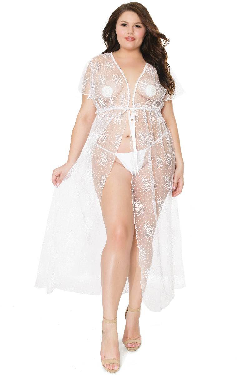 Coquette - 21103 - Long Robe - White - OS - Stag Shop