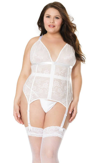 Coquette - 21106X - Plus Size Bustier - White - Stag Shop