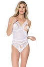 Coquette - 21107 - Crotchless Teddy - White - OS - Stag Shop