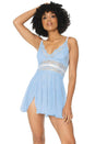 Coquette - 21109 - Babydoll & Thong Set - Blue/White - Stag Shop