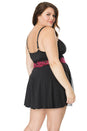 Coquette - 21124X - Plus Size Babydoll and G-String Set - Black/Fuchsia - OS/XL - Stag Shop