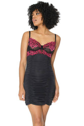 Coquette - 21125 - Chemise - Black/Fuchsia - Stag Shop