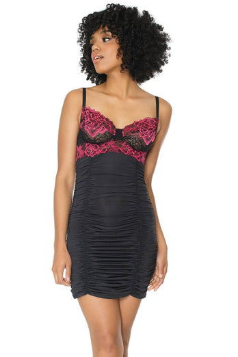 Coquette - 21125 - Chemise - Black/Fuchsia - Stag Shop