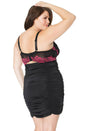 Coquette - 21125X - Plus Size Chemise - Black/Fuchsia - Stag Shop