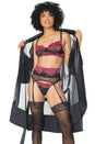 Coquette - 21127 - Bra Garter Belt & G-string Set - Black/Fuchsia - Stag Shop
