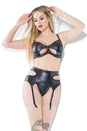 Coquette - 21226 - Bra Garter Belt & G-string - Black - Stag Shop