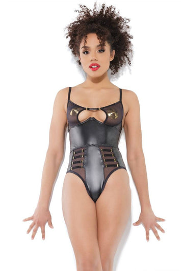 Coquette - 21227 - Crotchless Teddy - Black - Stag Shop