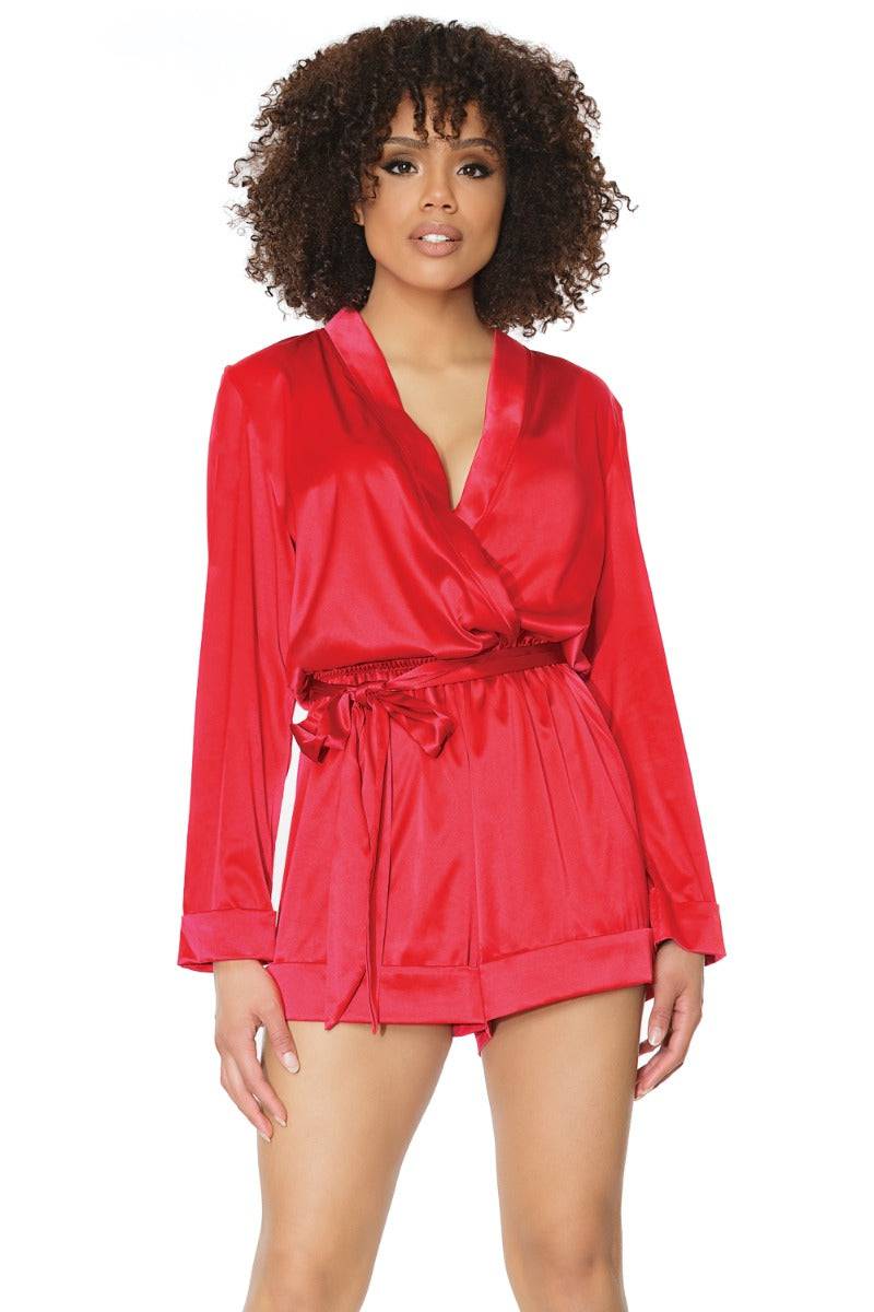 Coquette - 21301 - Satin Romper - Red - OS - Stag Shop
