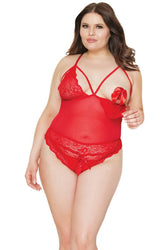Coquette - 21306 - Crotchless Teddy - Cranberry - OS/XL - Stag Shop