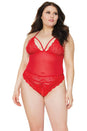 Coquette - 21306 - Crotchless Teddy - Cranberry - OS/XL - Stag Shop