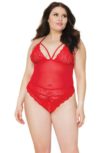 Coquette - 21306 - Crotchless Teddy - Cranberry - OS/XL - Stag Shop