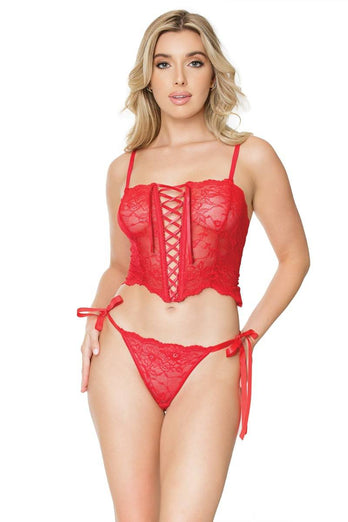 Coquette - 21307 - Cami Top & Panty Set - Cranberry - OS - Stag Shop