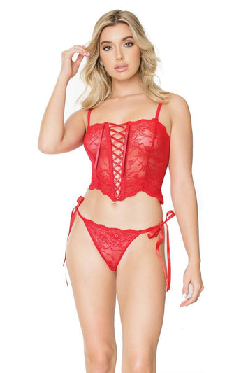 Coquette - 21307 - Cami Top & Panty Set - Cranberry - OS - Stag Shop