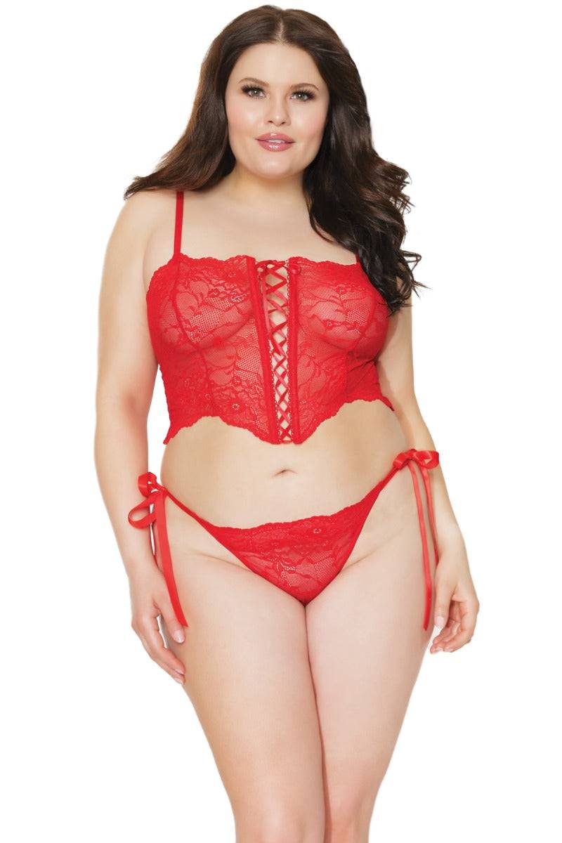 Coquette - 21307 - Cami Top & Panty Set - Cranberry - OS/XL - Stag Shop